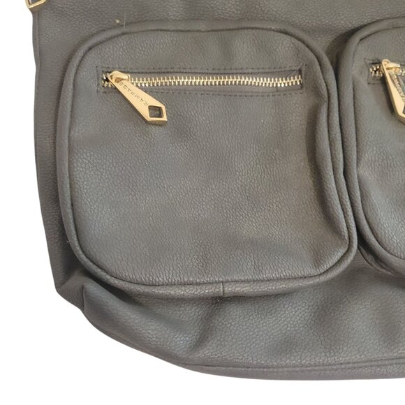 Rampage Gray Faux Leather Tote Bag With Gold Zippers & Double Straps - Picture 15 of 15